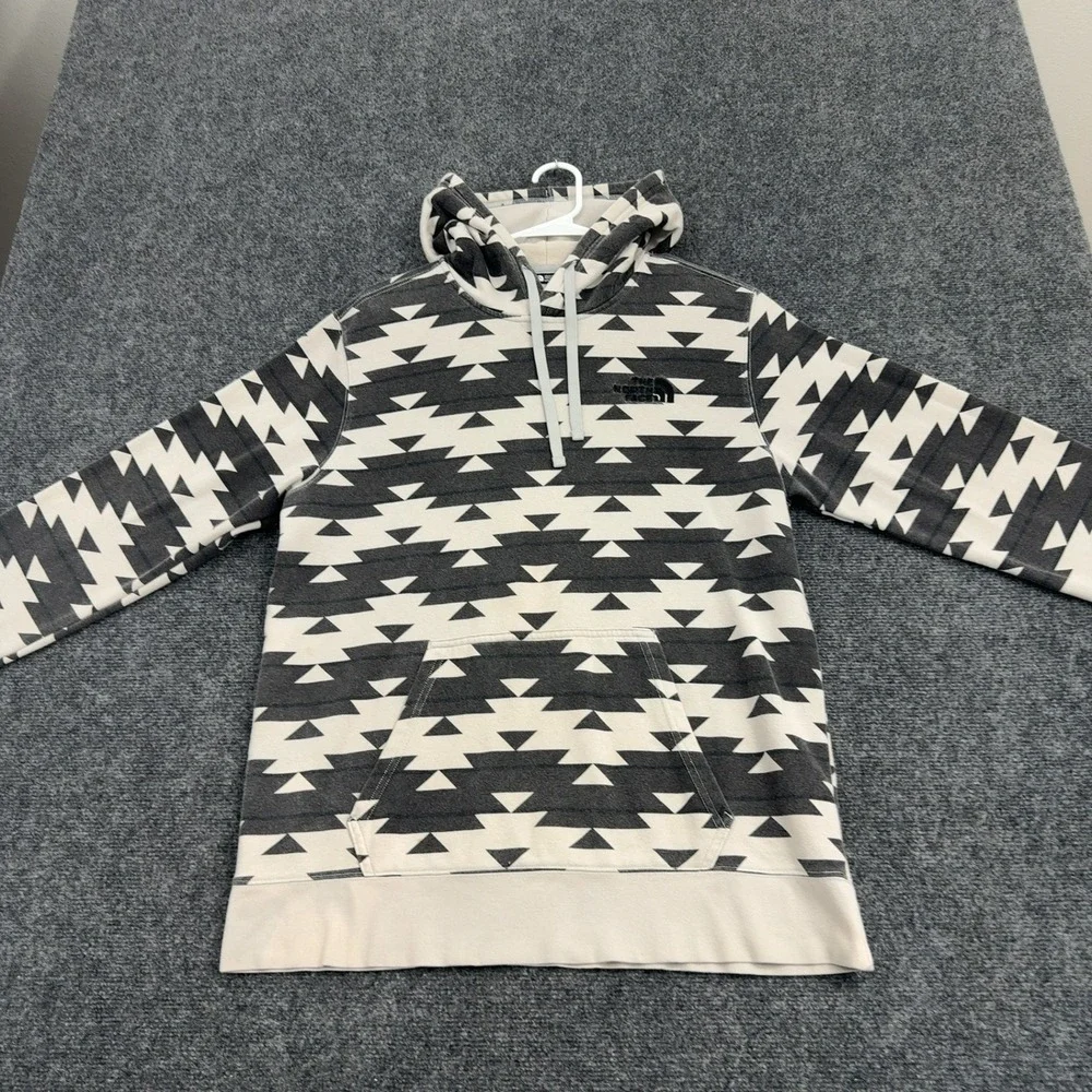 The North Face Hoodie Mens M Gray Cotton Blend Geometric Gorpcore Outdoors